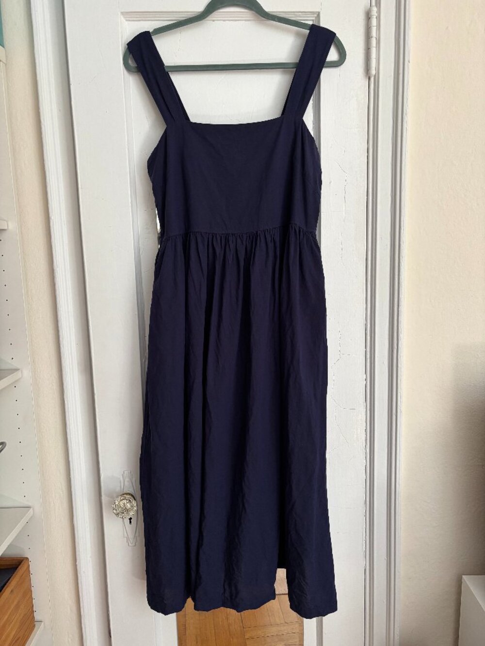 Uniqlo Navy Blue Square Neck Sundress Size L Like New - Picture 3 of 7